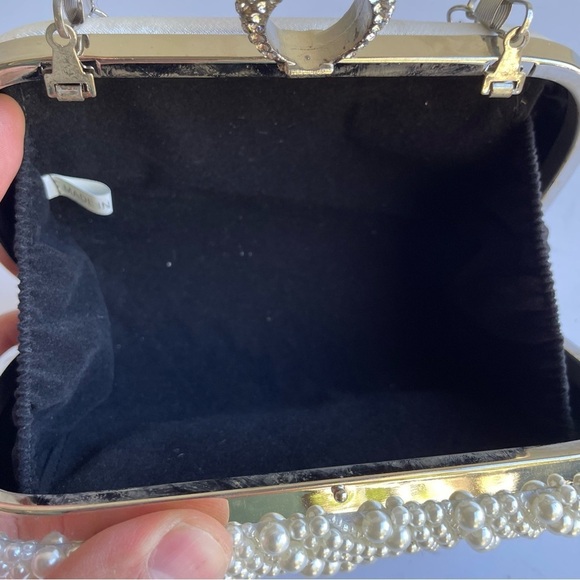 Vintage Pearl Purse White Shoulder Bag Elegant Wedding Prom Formal Handbag Small - Picture 8 of 12